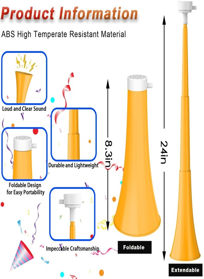 Hongdouo Collapsible Stadium Horn 24 Inch Vuvuzela Plastic Trumpet Blow Horns Noise makers for Sporting Events School Sports Football Games Party Supplies Favors Accessories (Orange) - Image 5